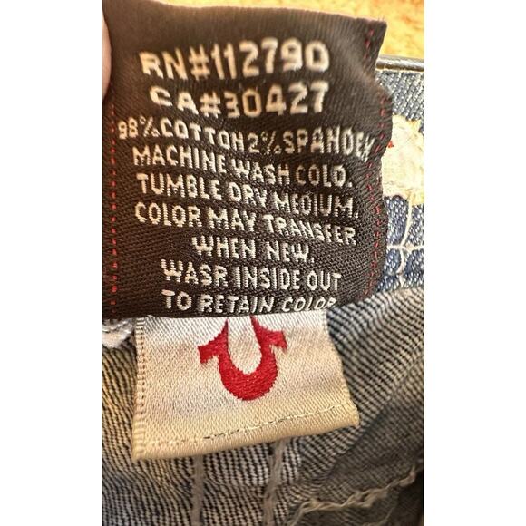 True Religion World‎ Tour USA Limited Edition Y2K Jeans Women Sz 28 Raw Cuff Hem - Picture 12 of 16